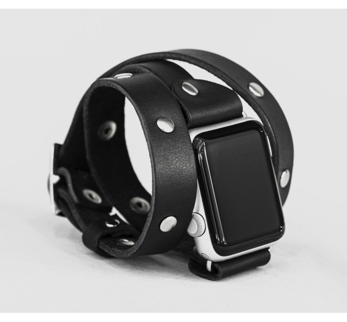 Leather double wrap band strap compatible with Apple watch 38mm 40mm 41mm 42mm 44mm 45mm 49mm, Handmade UA code 1870