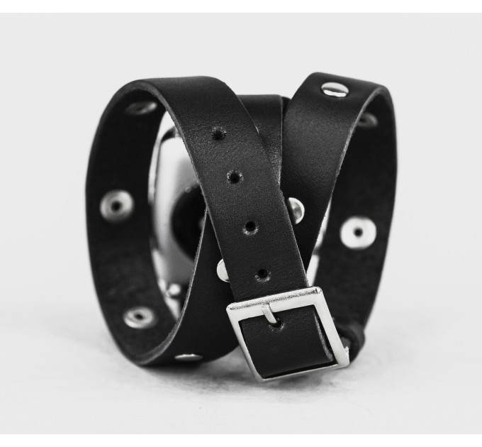 Leather double wrap band strap compatible with Apple watch 38mm 40mm 41mm 42mm 44mm 45mm 49mm, Handmade UA code 1870