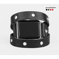 Leather double wrap band strap compatible with Apple watch 38mm 40mm 41mm 42mm 44mm 45mm 49mm, Handmade UA code 1870