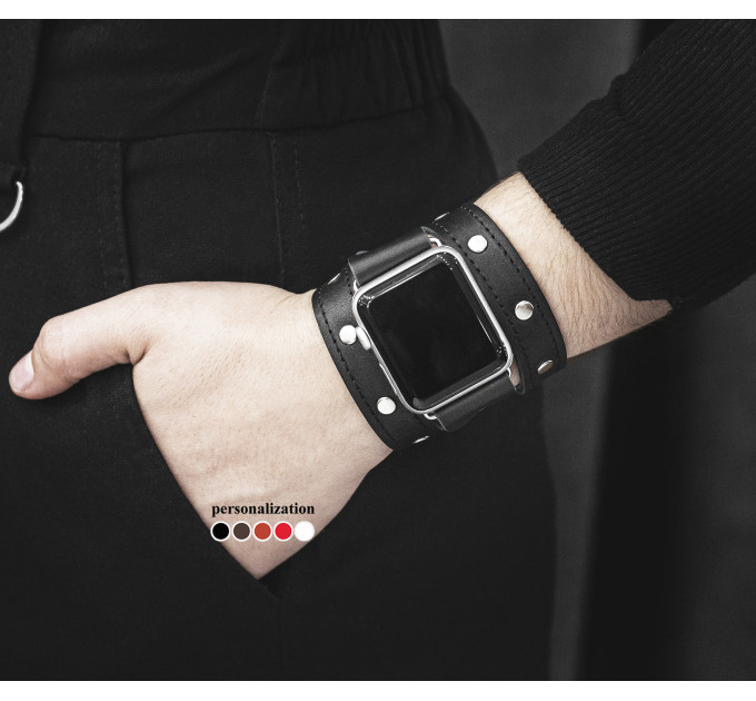 Leather double wrap band strap compatible with Apple watch 38mm 40mm 41mm 42mm 44mm 45mm 49mm, Handmade UA code 1870st