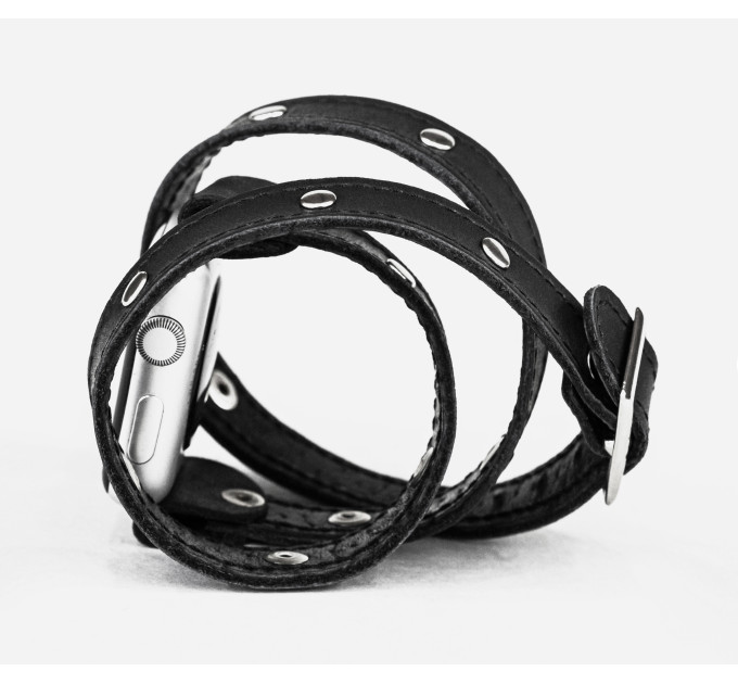 Leather double wrap band strap compatible with Apple watch 38mm 40mm 41mm 42mm 44mm 45mm 49mm, Handmade UA code 1870st
