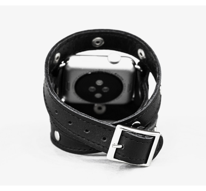 Leather double wrap band strap compatible with Apple watch 38mm 40mm 41mm 42mm 44mm 45mm 49mm, Handmade UA code 1870st