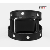 Leather double wrap band strap compatible with Apple watch 38mm 40mm 41mm 42mm 44mm 45mm 49mm, Handmade UA code 1870st