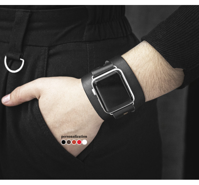 Leather double wrap band strap compatible with Apple watch 38mm 40mm 41mm 42mm 44mm 45mm 49mm, Handmade UA code 1875