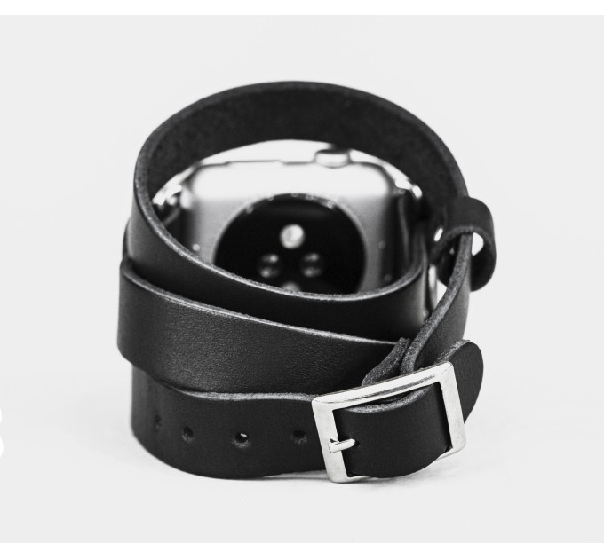 Leather double wrap band strap compatible with Apple watch 38mm 40mm 41mm 42mm 44mm 45mm 49mm, Handmade UA code 1875