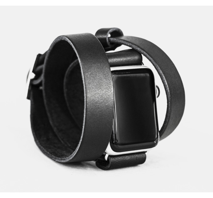Leather double wrap band strap compatible with Apple watch 38mm 40mm 41mm 42mm 44mm 45mm 49mm, Handmade UA code 1875