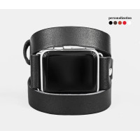 Leather double wrap band strap compatible with Apple watch 38mm 40mm 41mm 42mm 44mm 45mm 49mm, Handmade UA code 1875