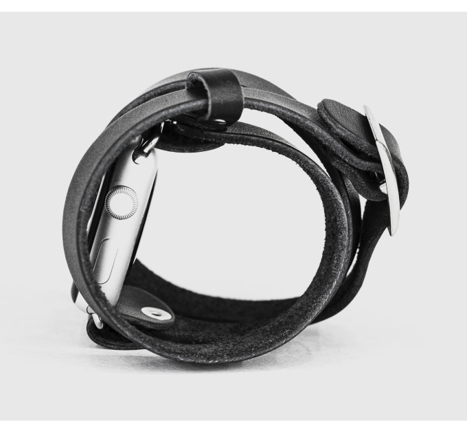 Leather double wrap band strap compatible with Apple watch 38mm 40mm 41mm 42mm 44mm 45mm 49mm, Handmade UA code 1875