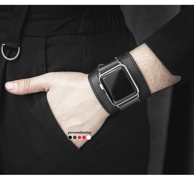 Leather double wrap band strap compatible with Apple watch 38mm 40mm 41mm 42mm 44mm 45mm 49mm, Handmade UA code 1875st