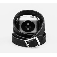 Leather double wrap band strap compatible with Apple watch 38mm 40mm 41mm 42mm 44mm 45mm 49mm, Handmade UA code 1875st