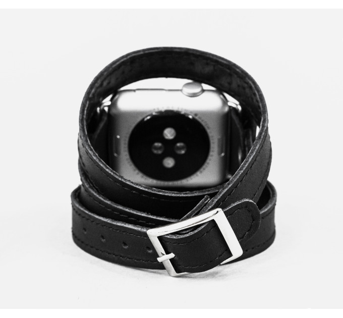 Leather double wrap band strap compatible with Apple watch 38mm 40mm 41mm 42mm 44mm 45mm 49mm, Handmade UA code 1875st