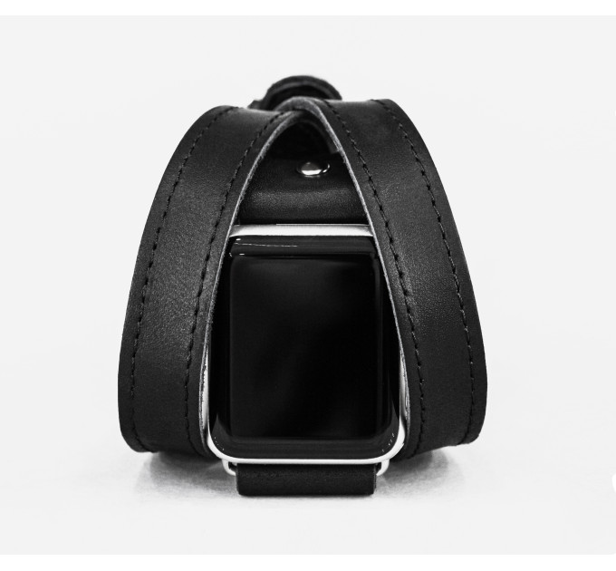 Leather double wrap band strap compatible with Apple watch 38mm 40mm 41mm 42mm 44mm 45mm 49mm, Handmade UA code 1875st