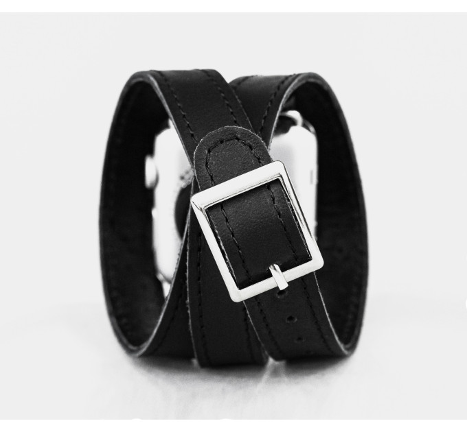 Leather double wrap band strap compatible with Apple watch 38mm 40mm 41mm 42mm 44mm 45mm 49mm, Handmade UA code 1875st