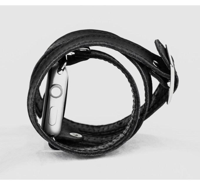 Leather double wrap band strap compatible with Apple watch 38mm 40mm 41mm 42mm 44mm 45mm 49mm, Handmade UA code 1875st