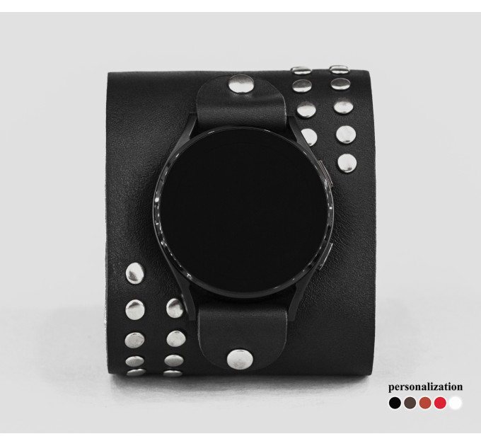 Leather cuff band compatible with Samsung and other Smart watches strap, Handmade UA code 2070