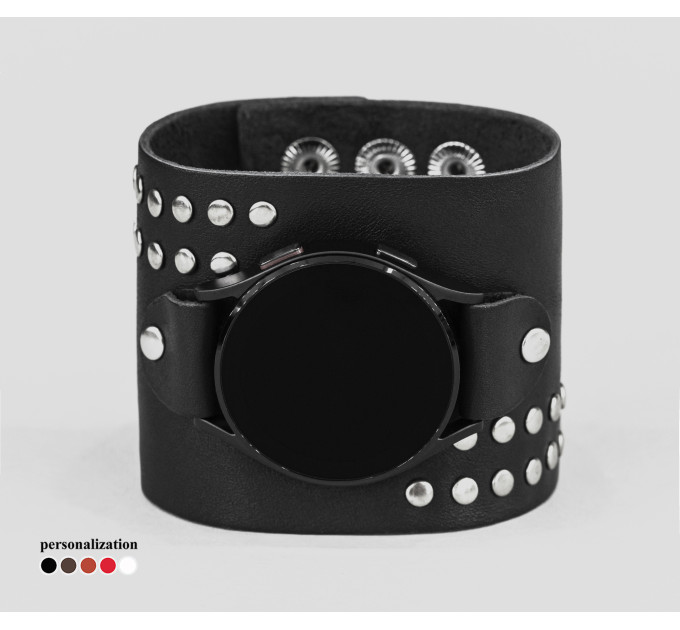 Leather cuff band compatible with Samsung and other Smart watches strap, Handmade UA code 2070