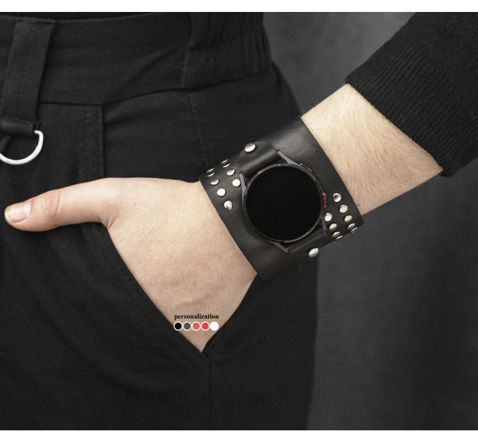 Leather cuff band compatible with Samsung and other Smart watches strap, Handmade UA code 2070