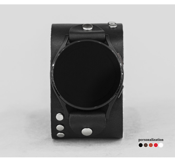 Leather cuff band compatible with Samsung and other Smart watches strap, Handmade UA code 2071