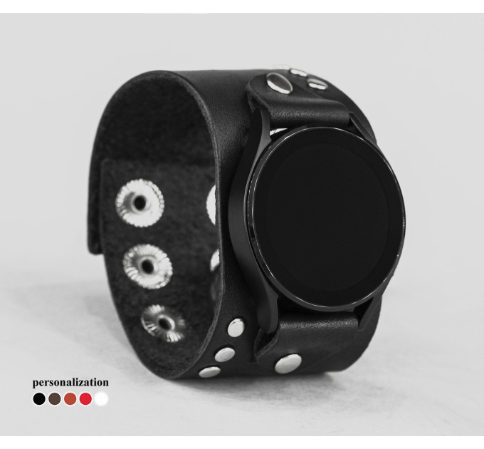 Leather cuff band compatible with Samsung and other Smart watches strap, Handmade UA code 2071