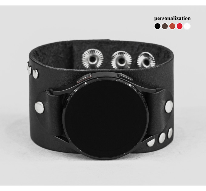 Leather cuff band compatible with Samsung and other Smart watches strap, Handmade UA code 2071