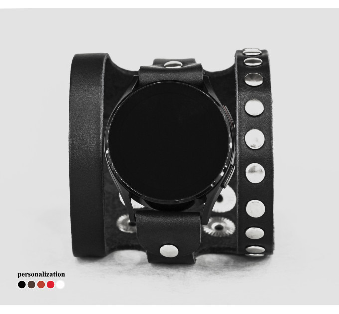 Leather cuff band compatible with Samsung and other Smart watches strap, Handmade UA code 2080