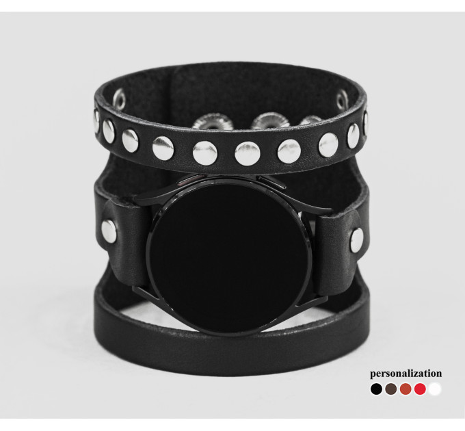 Leather cuff band compatible with Samsung and other Smart watches strap, Handmade UA code 2080