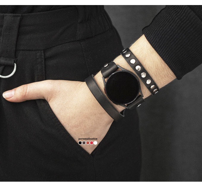 Leather cuff band compatible with Samsung and other Smart watches strap, Handmade UA code 2080