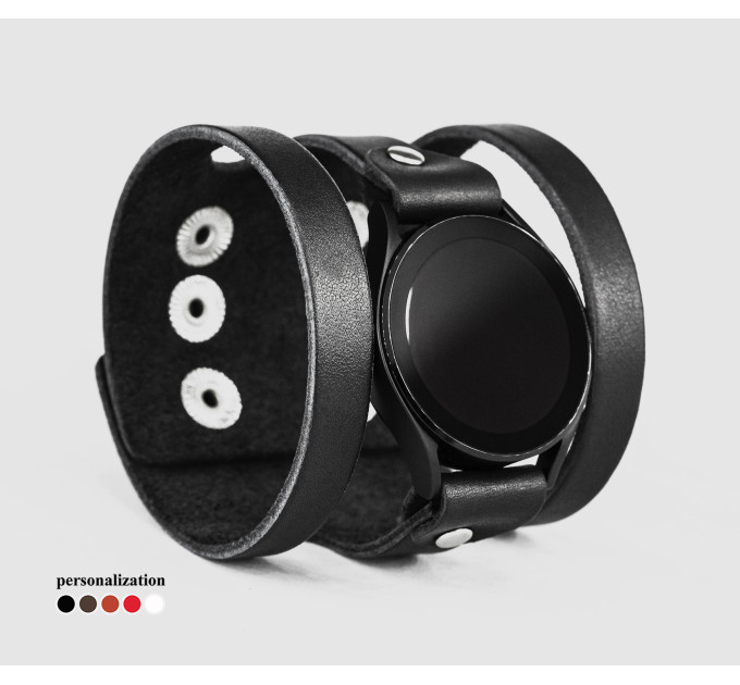 Leather cuff band compatible with Samsung and other Smart watches strap, Handmade UA code 2081