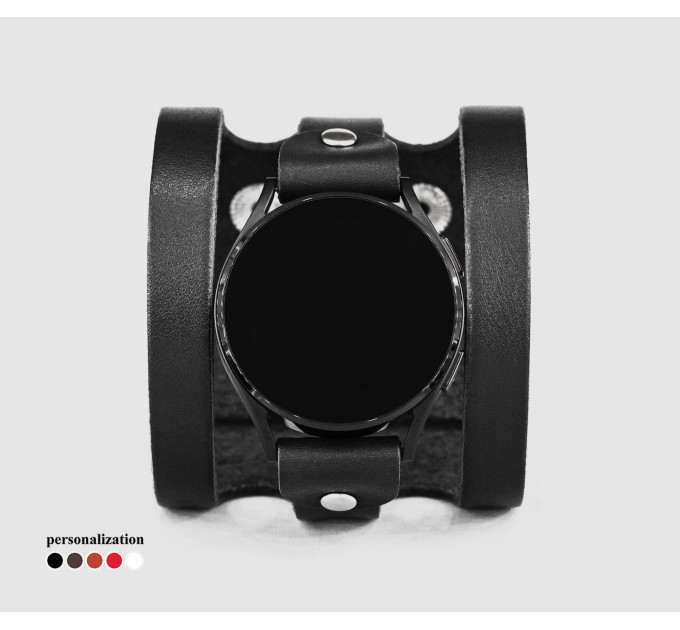 Leather cuff band compatible with Samsung and other Smart watches strap, Handmade UA code 2081