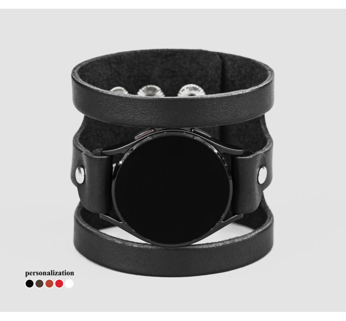 Leather cuff band compatible with Samsung and other Smart watches strap, Handmade UA code 2081