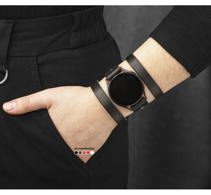 Leather cuff band compatible with Samsung and other Smart watches strap, Handmade UA code 2081
