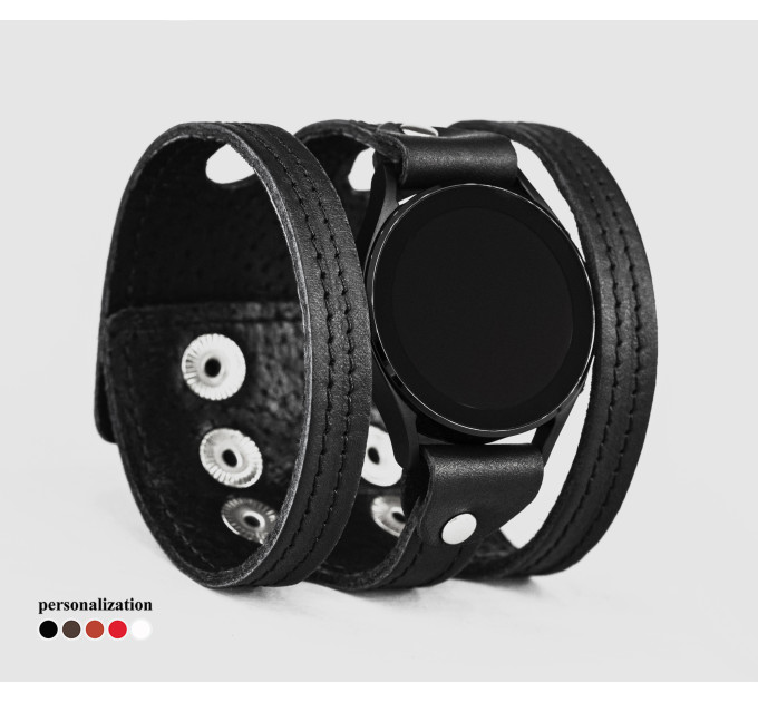 Leather cuff band compatible with Samsung and other Smart watches strap, Handmade UA code 2081st