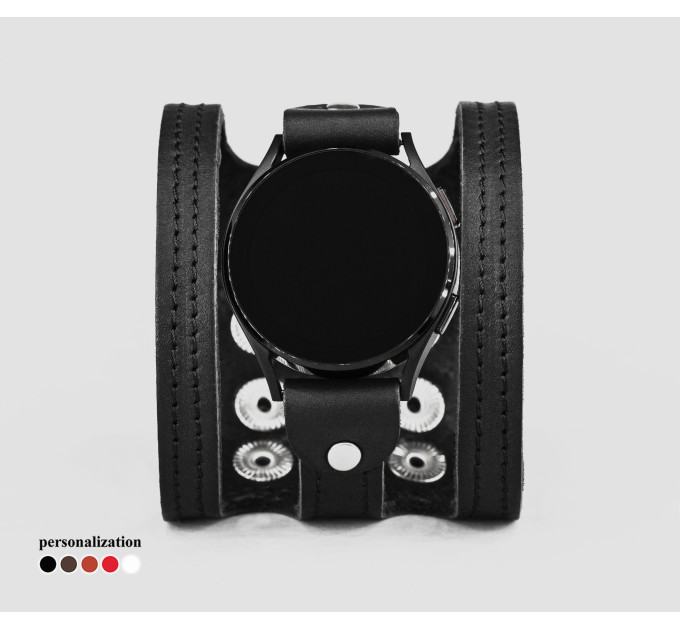 Leather cuff band compatible with Samsung and other Smart watches strap, Handmade UA code 2081st