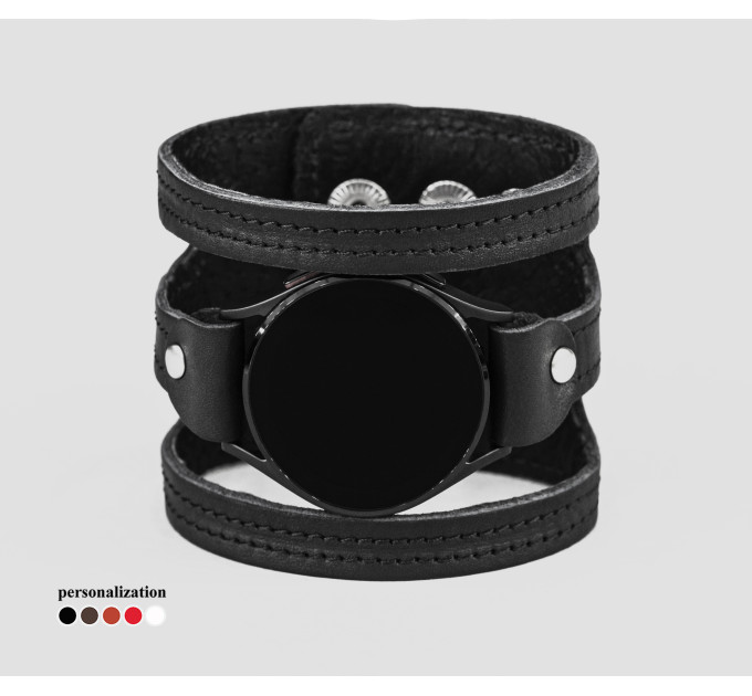 Leather cuff band compatible with Samsung and other Smart watches strap, Handmade UA code 2081st