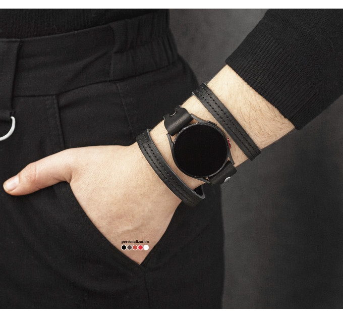 Leather cuff band compatible with Samsung and other Smart watches strap, Handmade UA code 2081st