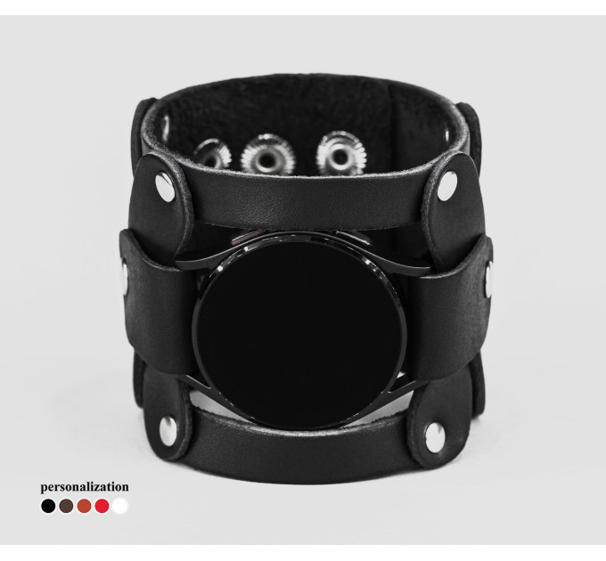 Leather cuff band compatible with Samsung and other Smart watches strap, Handmade UA code 2085