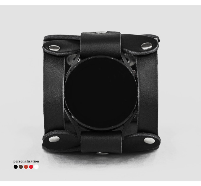 Leather cuff band compatible with Samsung and other Smart watches strap, Handmade UA code 2085