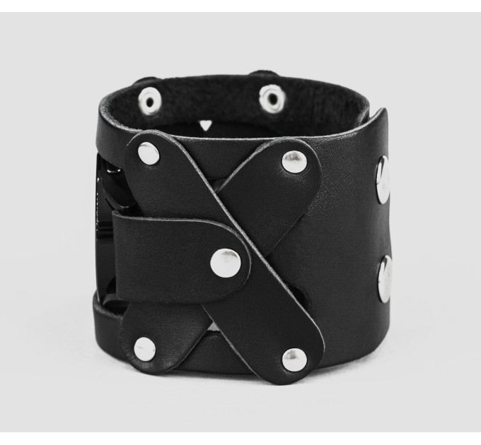 Leather cuff band compatible with Samsung and other Smart watches strap, Handmade UA code 2085