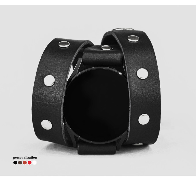 Leather cuff band compatible with Samsung and other Smart watches strap, Handmade UA code 2090