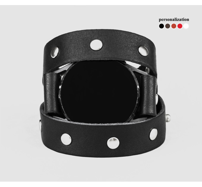 Leather cuff band compatible with Samsung and other Smart watches strap, Handmade UA code 2090