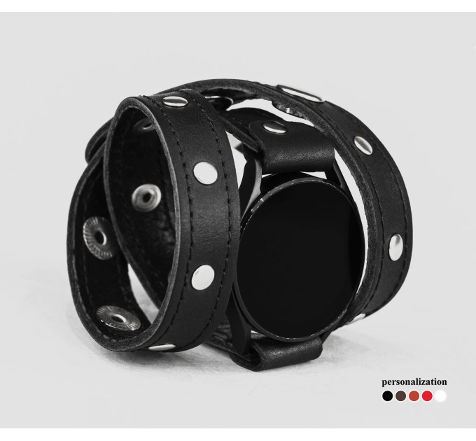 Leather cuff band compatible with Samsung and other Smart watches strap, Handmade UA code 2090st