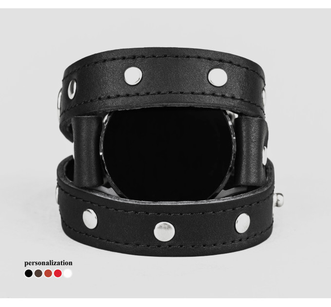 Leather cuff band compatible with Samsung and other Smart watches strap, Handmade UA code 2090st