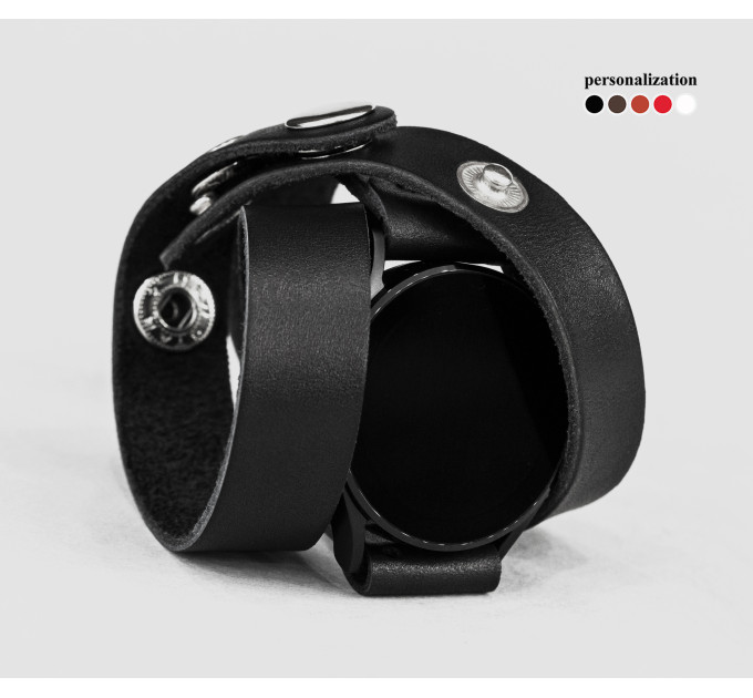 Leather cuff band compatible with Samsung and other Smart watches strap, Handmade UA code 2095