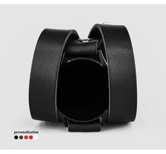 Leather cuff band compatible with Samsung and other Smart watches strap, Handmade UA code 2095