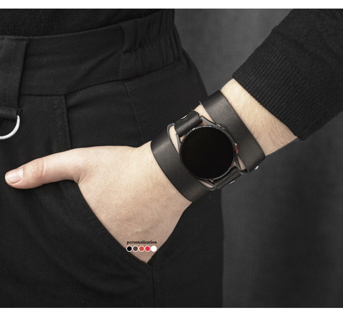 Leather cuff band compatible with Samsung and other Smart watches strap, Handmade UA code 2095