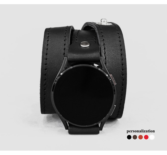 Leather cuff band compatible with Samsung and other Smart watches strap, Handmade UA code 2095st