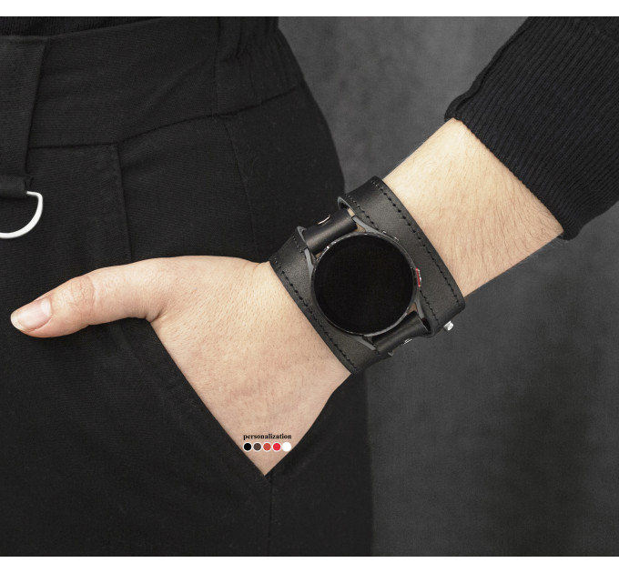 Leather cuff band compatible with Samsung and other Smart watches strap, Handmade UA code 2095st