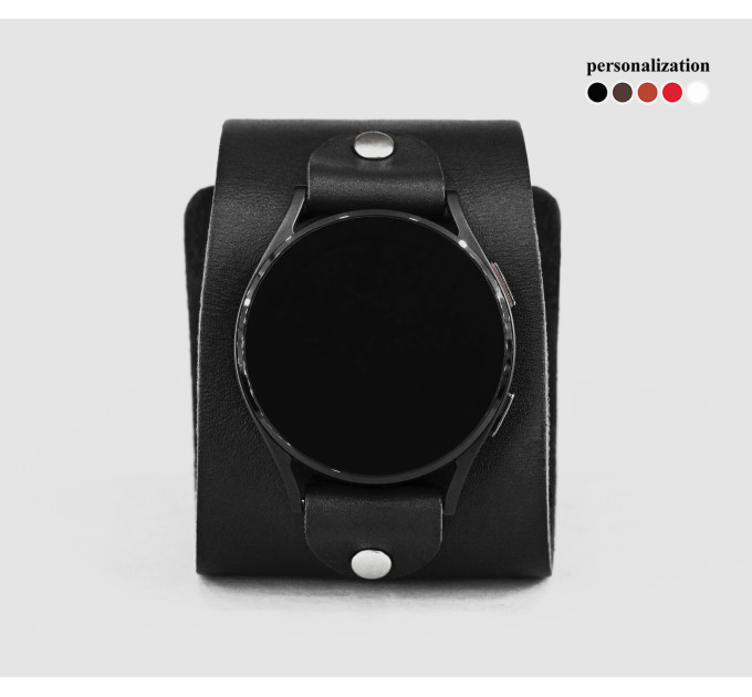 Leather cuff band compatible with Samsung and other Smart watches strap, Handmade UA code 2105