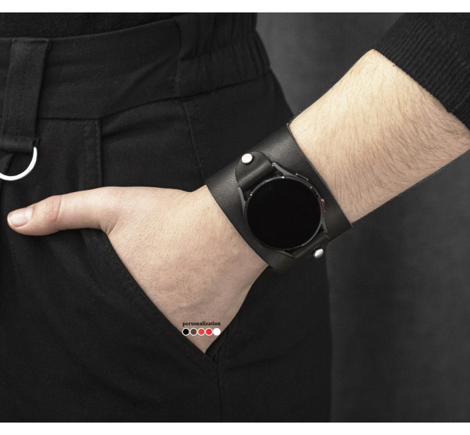 Leather cuff band compatible with Samsung and other Smart watches strap, Handmade UA code 2105