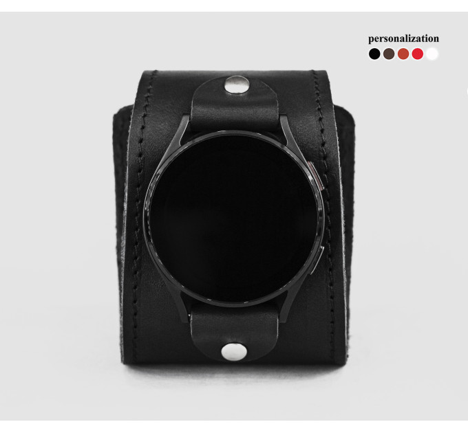 Leather cuff band compatible with Samsung and other Smart watches strap, Handmade UA code 2105st
